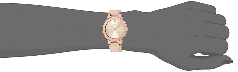 Armitron Women's 75/5410RSRGBH Diamond-Accented Rose Gold-Tone and Beige Leather Strap Watch - Image 3