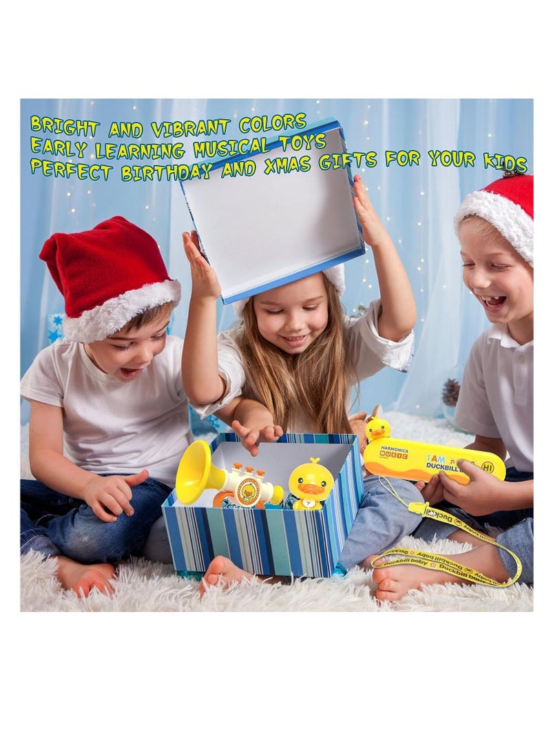 SYOSI Musical Instruments Toys, for Toddlers 1-3, Musical Toy Trumpet, Harmonica, Whistle, Toddler Baby Kids Music Toys Set, Preschool Educational Early Learning, Birthday Gifts for Boys and Girls, 3 Pcs  - Image 5