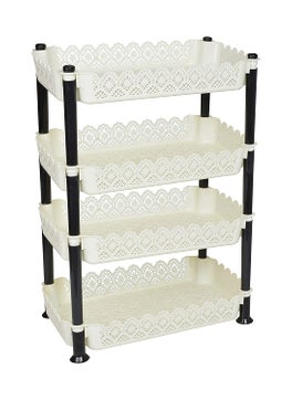 Nabhya Nabhya Plastic 4 Tyre Multipurpose Basket Stand Rack for Fruit and Vegetable (White, Vertex Rack)  - Image 1