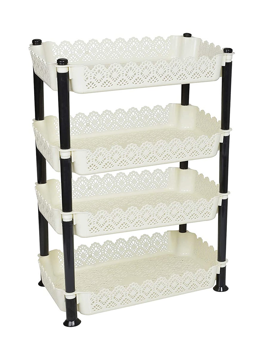 Nabhya - Nabhya Plastic 4 Tyre Multipurpose Basket Stand Rack for Fruit and Vegetable (White, Vertex Rack) - Image 1