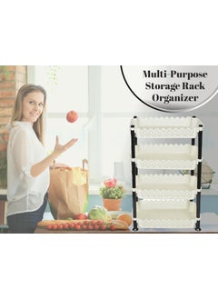 Nabhya Nabhya Plastic 4 Tyre Multipurpose Basket Stand Rack for Fruit and Vegetable (White, Vertex Rack)  - Image 2