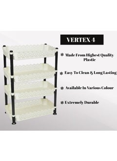 Nabhya Nabhya Plastic 4 Tyre Multipurpose Basket Stand Rack for Fruit and Vegetable (White, Vertex Rack)  - Image 4