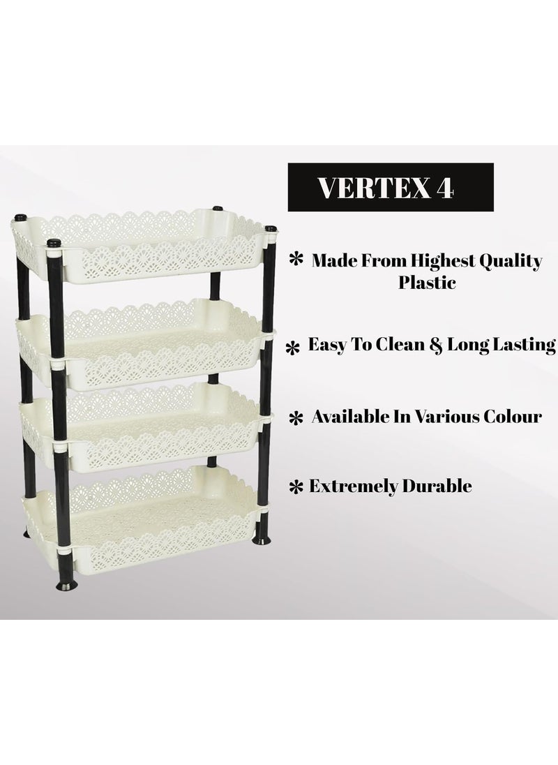 Nabhya - Nabhya Plastic 4 Tyre Multipurpose Basket Stand Rack for Fruit and Vegetable (White, Vertex Rack) - Image 1
