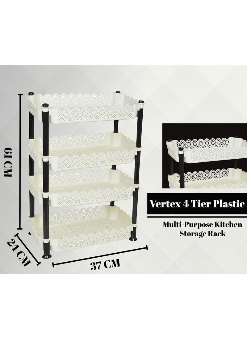 Nabhya - Nabhya Plastic 4 Tyre Multipurpose Basket Stand Rack for Fruit and Vegetable (White, Vertex Rack) - Image 1