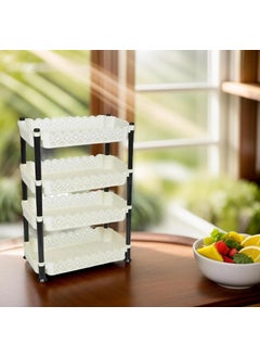 Nabhya Nabhya Plastic 4 Tyre Multipurpose Basket Stand Rack for Fruit and Vegetable (White, Vertex Rack)  - Image 5