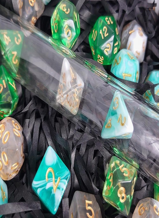 مجموعة نرد VVPESCA DND مكونة من 7 قطع - نرد متعدد الأوجه بألوان الباستيل الفريدة لألعاب D&D، Dungeons and Dragons، وألعاب تقمص الأدوار، وRPG، وملحقات MTG - مجموعة نظام D20 (أخضر فيروزي) - Image 5