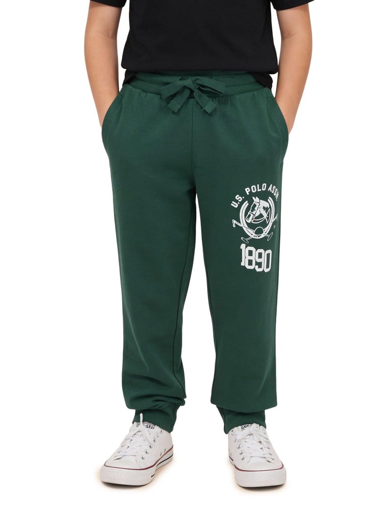 U.S. Polo Assn. US Polo Assn. Track Pant for Kids - Regular Fit with Mid Rise Waist Pants for Boys - 12T, Dark Green - Image 1
