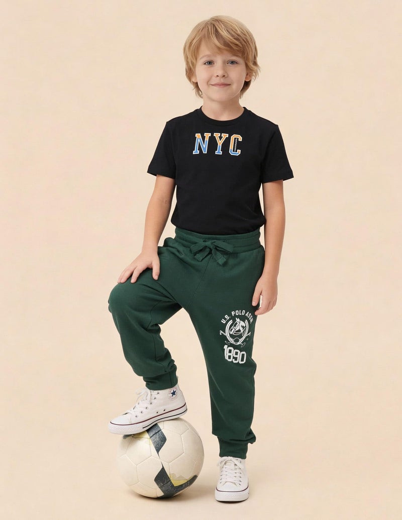 U.S. Polo Assn. US Polo Assn. Track Pant for Kids - Regular Fit with Mid Rise Waist Pants for Boys - 12T, Dark Green - Image 2