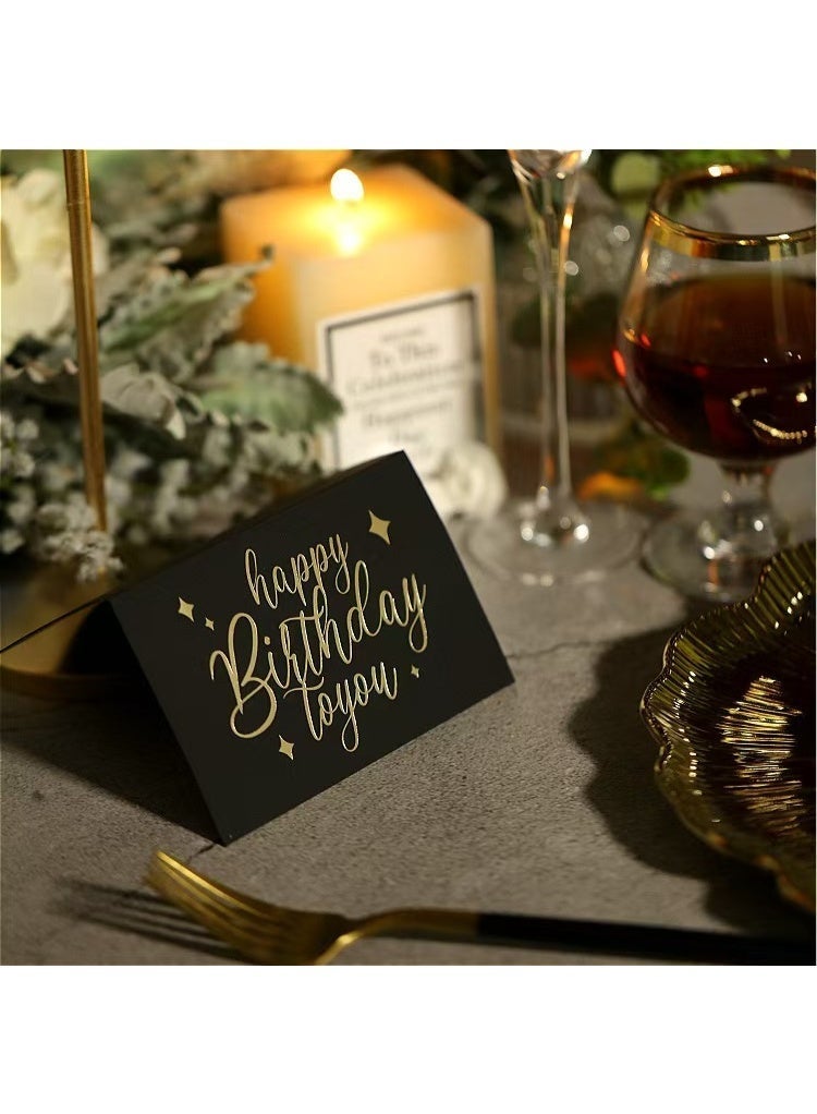 Birthday card, black and gold gift card, unique design, greeting message, blessing card, blank notepad card, with envelope (13.5 x 9 cm / 5.1 x 3.54 inches) - Image 1