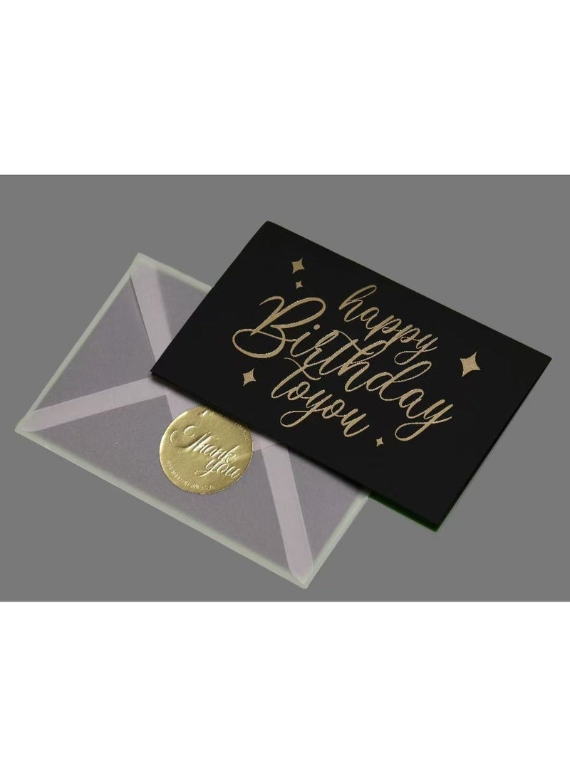 Birthday card, black and gold gift card, unique design, greeting message, blessing card, blank notepad card, with envelope (13.5 x 9 cm / 5.1 x 3.54 inches) - Image 3