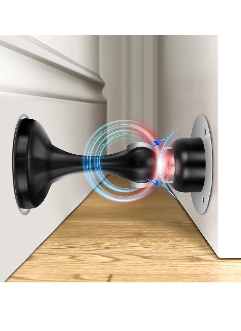 Generic Magnetic Door Stoppers Stainless Steel Door Stops for Wall and Floor Mounting Door Holder Keep Door Open No Drilling Door Stop with 3D Adhesive Tapes Black  - Image 1