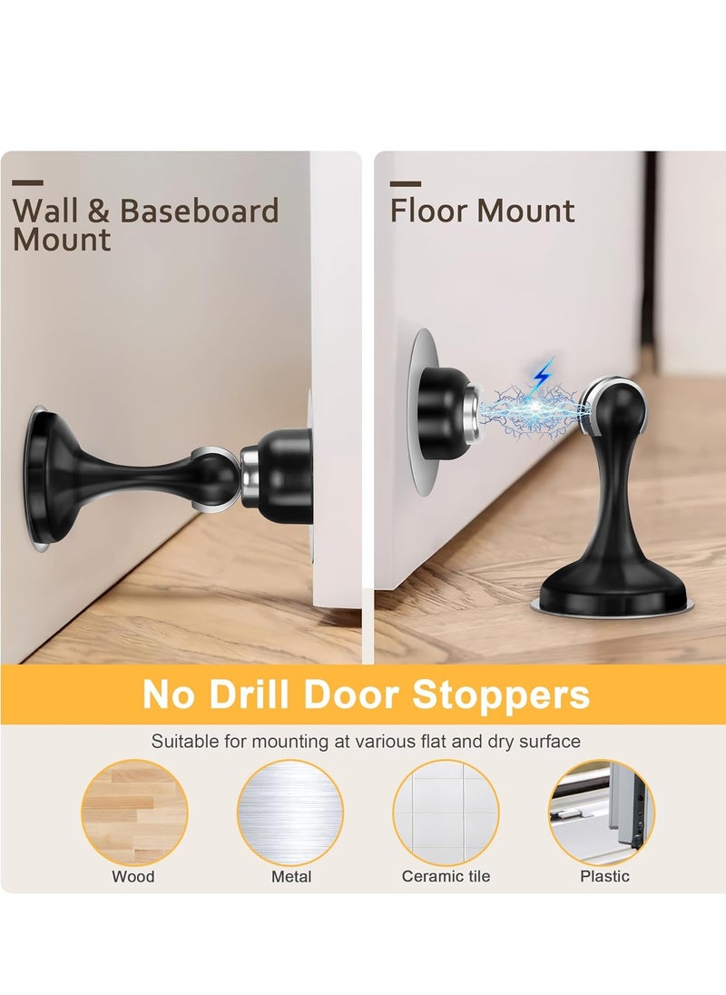 Generic Magnetic Door Stoppers Stainless Steel Door Stops for Wall and Floor Mounting Door Holder Keep Door Open No Drilling Door Stop with 3D Adhesive Tapes Black  - Image 4