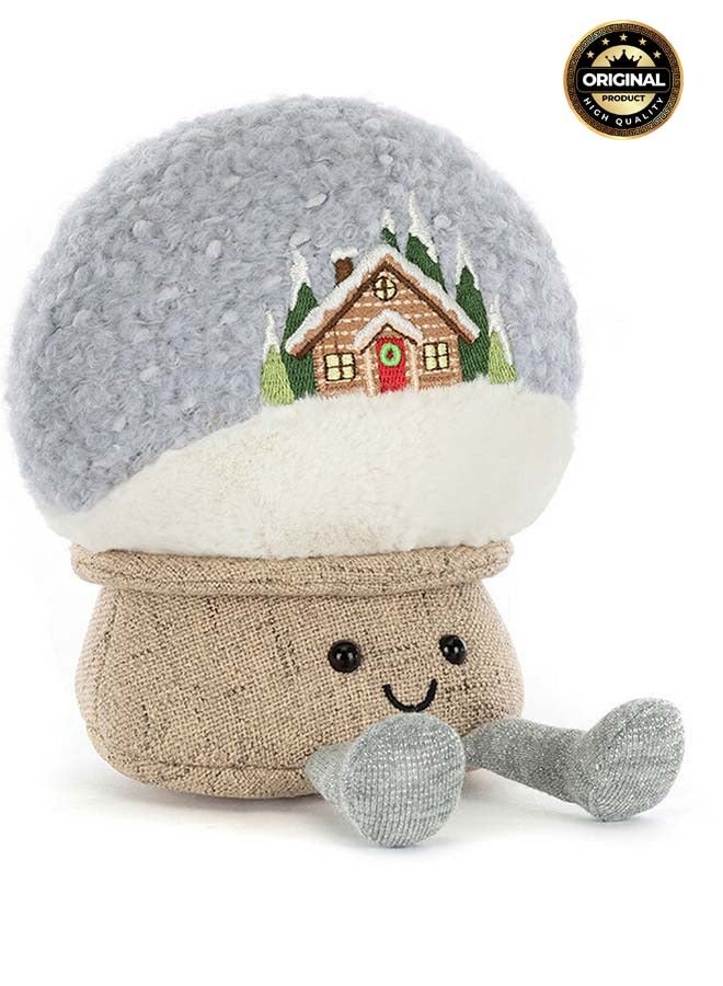 Jellycat Amuseables Snow Globe – Soft Plush Winter Snow Globe with Embroidered Cabin & Smiley Face – 20cm Holiday Cuddle Toy for Décor, Gifting & Collectors - Image 1