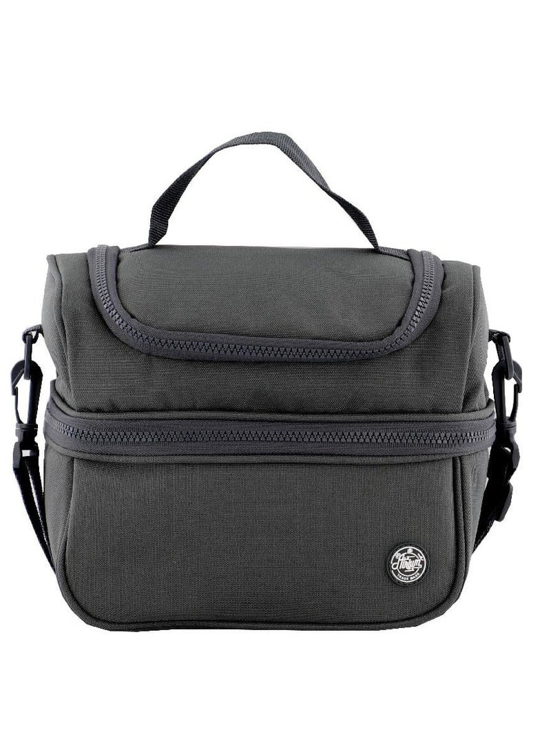 أتريوم حقيبة غداء كبيرة بسحاب أسود جرافيت صلب - Image 1