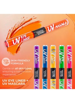 سبلاشز آند سبليز مجموعة كحل وماسكارا UV Blacklight Glow Duo - عبوة متنوعة من 6 ألوان، 6 مل - مكياج نهاري أو ليلي، أو مكياج حفلات أو مكياج تنكرية من Splashes & Spills  - Image 2