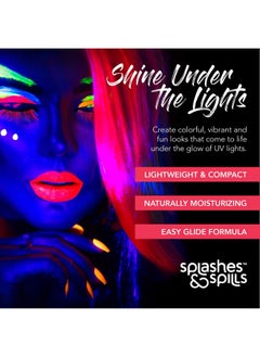سبلاشز آند سبليز مجموعة كحل وماسكارا UV Blacklight Glow Duo - عبوة متنوعة من 6 ألوان، 6 مل - مكياج نهاري أو ليلي، أو مكياج حفلات أو مكياج تنكرية من Splashes & Spills  - Image 4