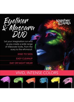 سبلاشز آند سبليز مجموعة كحل وماسكارا UV Blacklight Glow Duo - عبوة متنوعة من 6 ألوان، 6 مل - مكياج نهاري أو ليلي، أو مكياج حفلات أو مكياج تنكرية من Splashes & Spills  - Image 5
