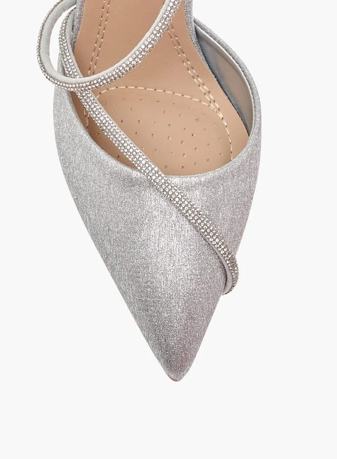 فلورا بيلا من شو إكسبرس Women Embellished Slingback Shoes with Stiletto Heels and Buckle Closure