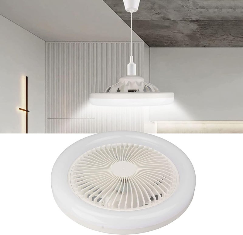 klarako Ceiling Fans with Lights, 9.8in LED Ceiling Fan Light Quiet 3 Gears Ceiling Fan Ventilador De Techo Ceiling Fan Lamp with E27 Lamp for Living Room Bedroom Kitchen Outdoor White - Image 1