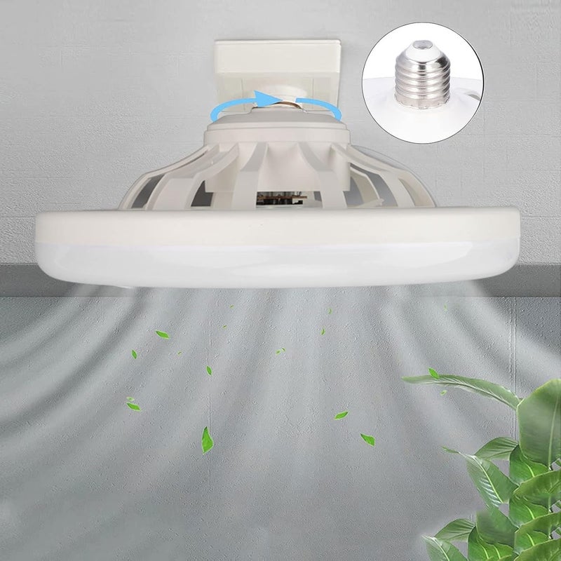 klarako Ceiling Fans with Lights, 9.8in LED Ceiling Fan Light Quiet 3 Gears Ceiling Fan Ventilador De Techo Ceiling Fan Lamp with E27 Lamp for Living Room Bedroom Kitchen Outdoor White - Image 3