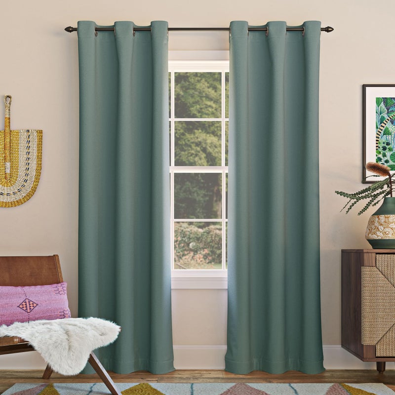 Sun Zero Easton Energy Saving Blackout Grommet Curtain Panel, 40" x 63", Mineral - Image 1