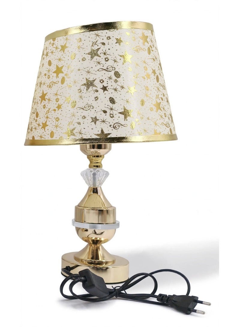 DubaiGallery Decorative Gold Table Lamp 38CM Featuring Elegant Crystal Ornament, Stylish Fabric Lampshade and Classic Metallic Finish, Perfect Bedside Night Light for Bedroom, Living Room, Office, Study, Hotel and Home Décor - Image 5