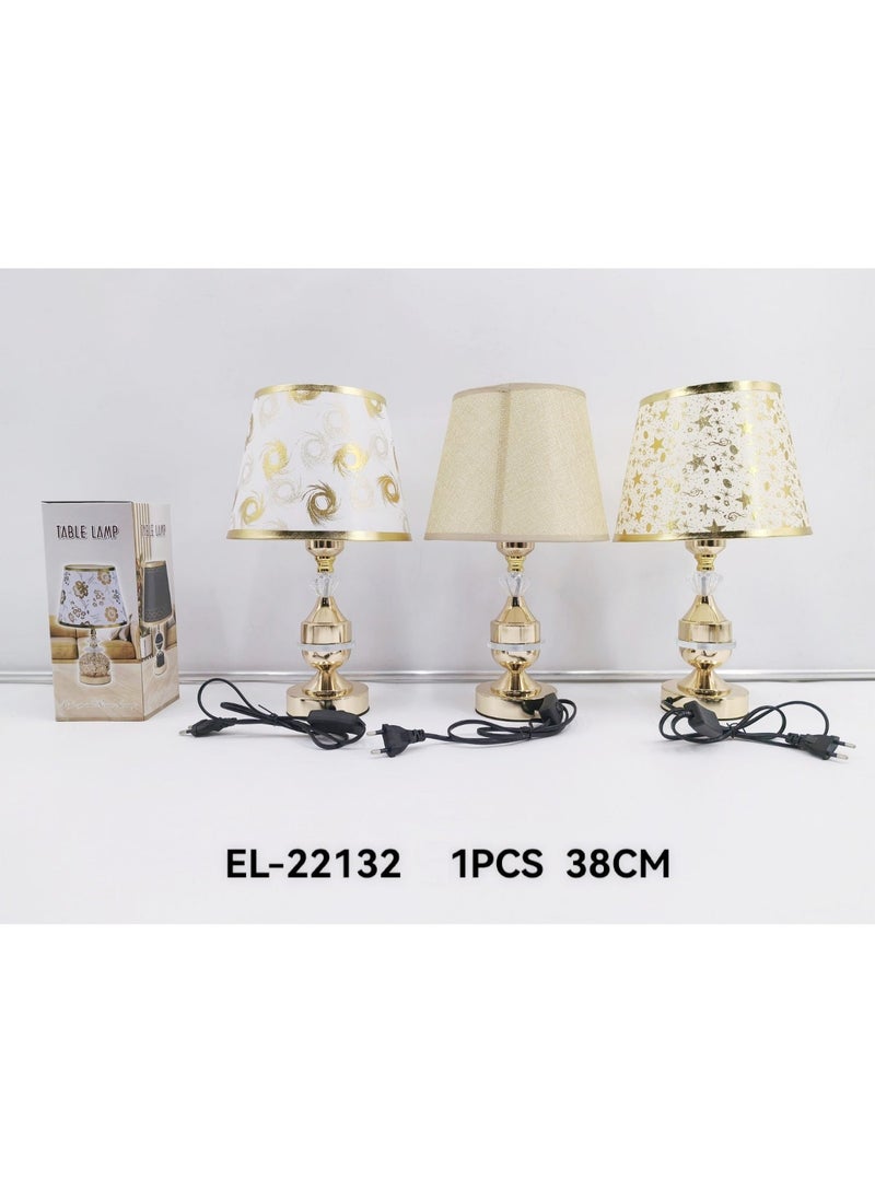 DubaiGallery Decorative Gold Table Lamp 38CM Featuring Elegant Crystal Ornament, Stylish Fabric Lampshade and Classic Metallic Finish, Perfect Bedside Night Light for Bedroom, Living Room, Office, Study, Hotel and Home Décor - Image 4