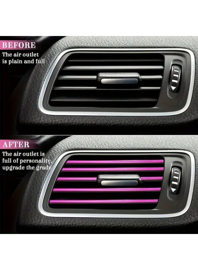 1 Car Interior Accessories Kit PU Leather Seat Covers Steering Wheel Cover Cup Holder Armrest Pads Seat Belt Covers Dashboard Vent Decorative Strips Purple 5 Seats Set Fits Most Cars SUVs Trucks - Image 5
