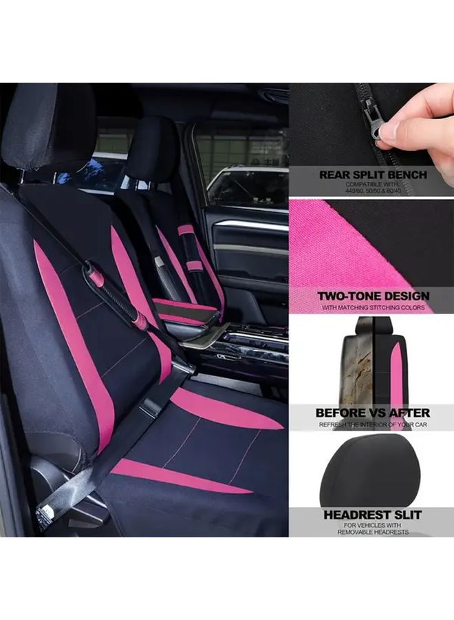 1 Car Interior Accessories Kit PU Leather Seat Covers Steering Wheel Cover Cup Holder Armrest Pads Seat Belt Covers Dashboard Vent Decorative Strips Purple 5 Seats Set Fits Most Cars SUVs Trucks - Image 2