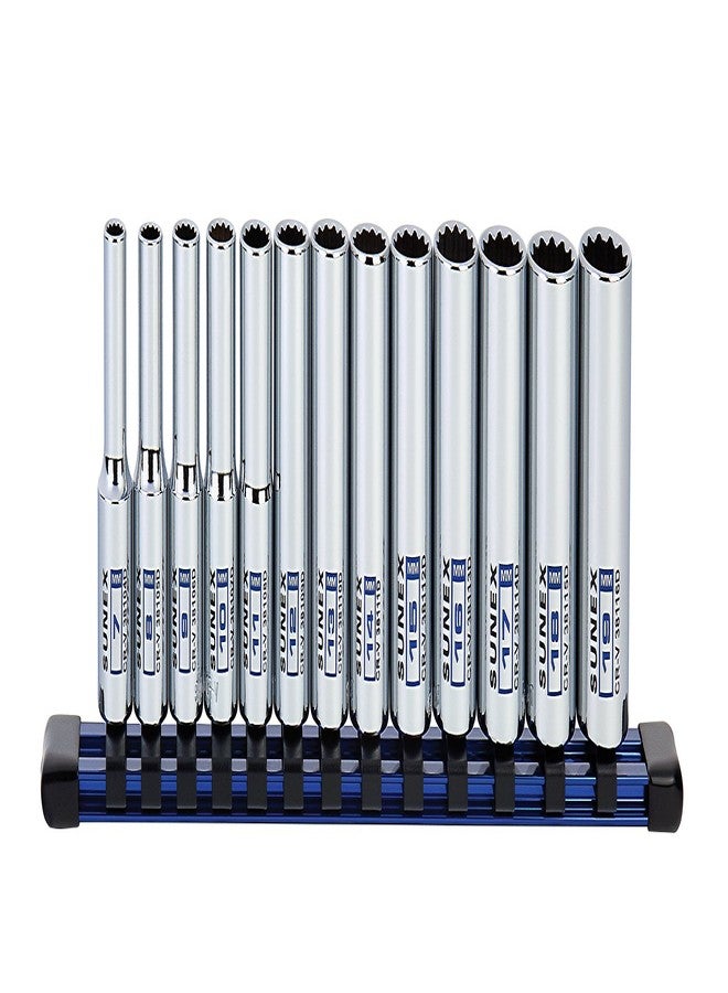 Sunex Tools 13Piece 3/8" Drive Chrome Socket Rail 12Pt Metric Deep - Image 1