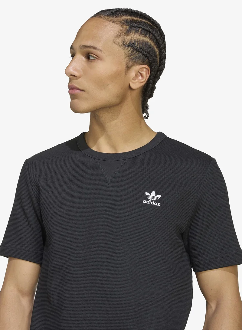 Adidas Originals BLACK/WHITE Trefoil Essentials Waffle T-Shirt for Men | Best Price UAE