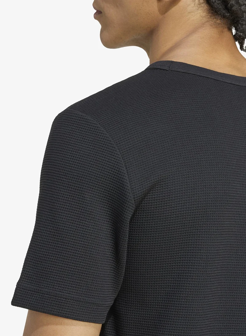 Adidas Originals BLACK/WHITE Trefoil Essentials Waffle T-Shirt for Men | Best Price UAE