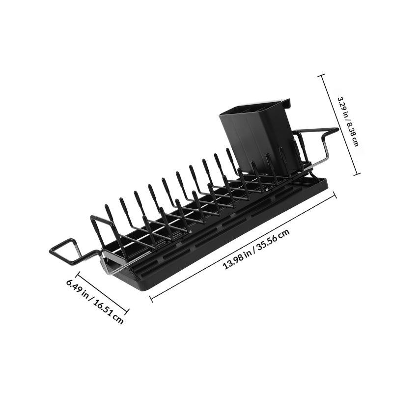 Large Expandable Over Sink Dish Drying Rack with Drainboard and Utensil Holder for Plates Bowls Silverware - Image 3