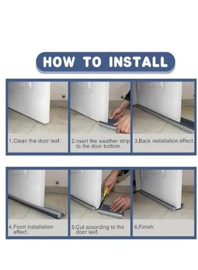 شو وو سدادة باب كبيرة قابلة للتعديل 36 بوصة مع عازل صوت - مانع تيار الهواء تحت الباب، سدادات فجوات النوافذ والأبواب، طارد رياح عازل للضوضاء للباب الأسود (5 قطع) - Image 3