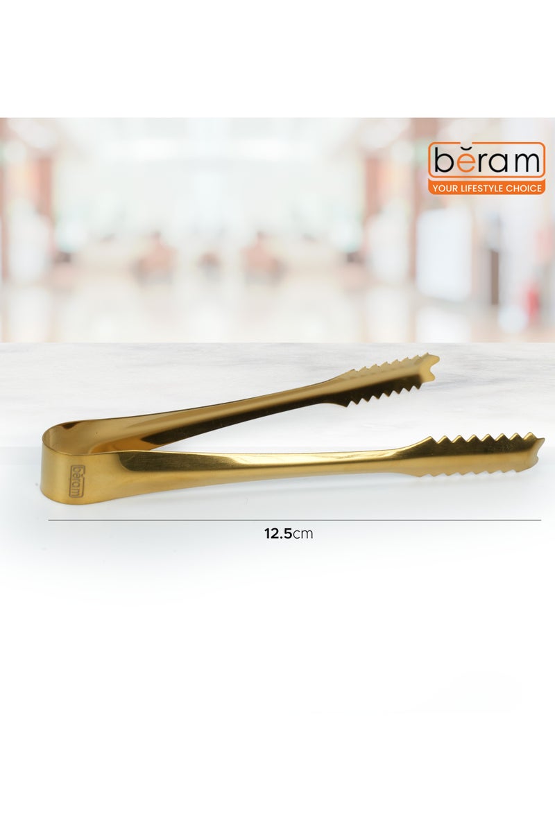 Beram Sugar Tong – Stainless Steel Mini Tongs for Sugar Cubes, Ice, Snacks & Tea Parties – Durable, Rust-Resistant (2, Gold, Zig Zag 12.5) - Image 5