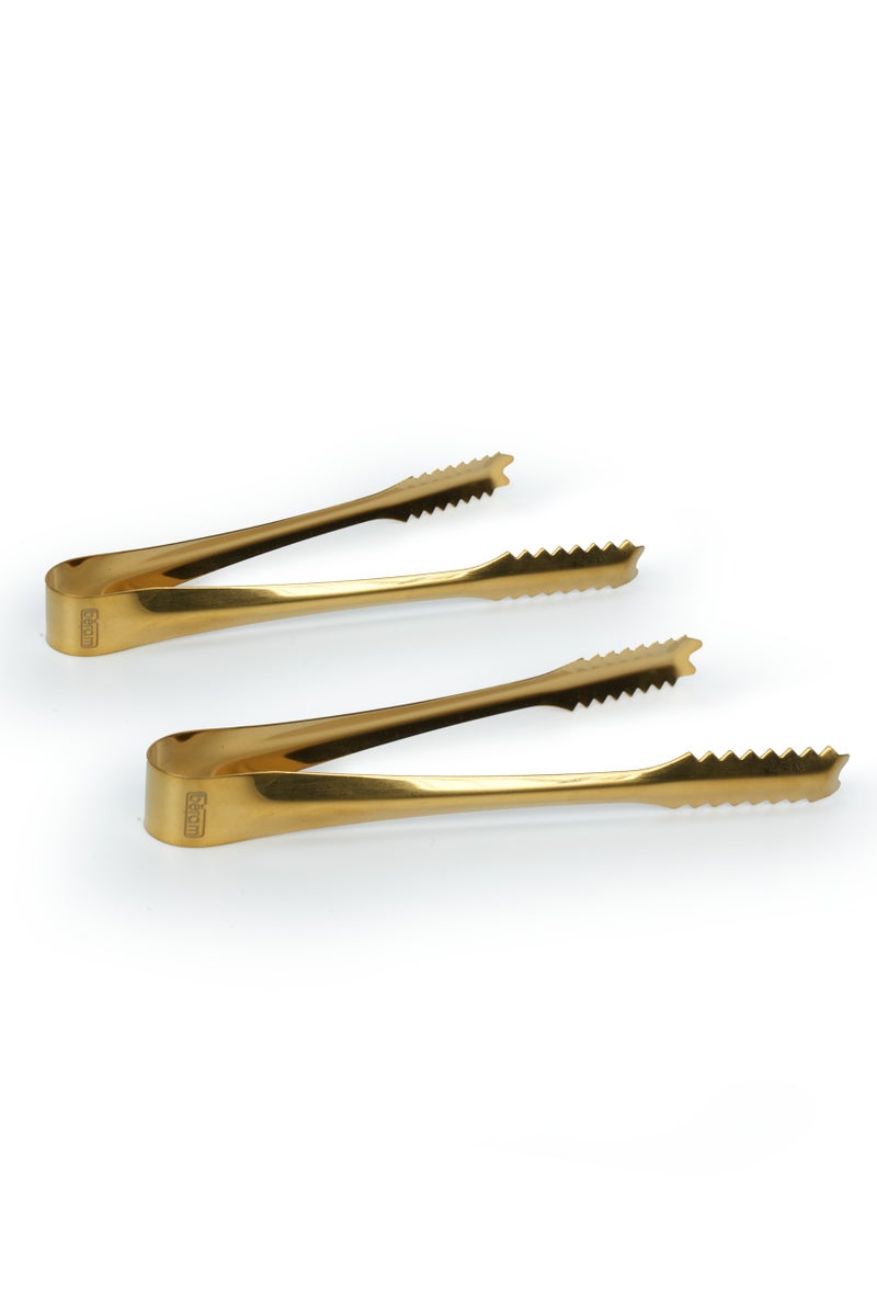 Beram Sugar Tong – Stainless Steel Mini Tongs for Sugar Cubes, Ice, Snacks & Tea Parties – Durable, Rust-Resistant (2, Gold, Zig Zag 12.5) - Image 1