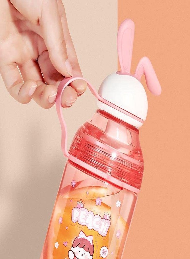 Mayatra's Water Bottle with Straw and Adjustable Strap for Kids – School Sipper Water Bottle for Kids, Cartoon Themed Cute Water Bottle for Boys and Girls (400 ML) (Pink) - Image 3