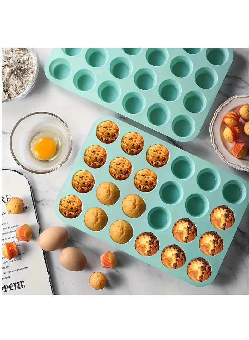 قالب بسكويت الشوكولاتة، قالب الكيك، قالب حلوى آيس كريم، قالب سيليكون، قالب سيليكون للمافن، قالب خبز المافن، صينية الكيك 24 كوبًا - قالب خبز المطبخ غير لاصق لاستخدام المخبوزات - Image 1