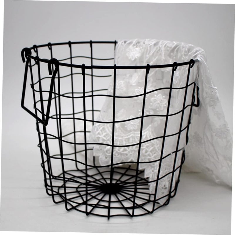 PRETYZOOM Iron Art Handheld Storage Basket Simple Hollow Organizer for Clothes Toys Sundries Capacity Design for Home Use - Image 3