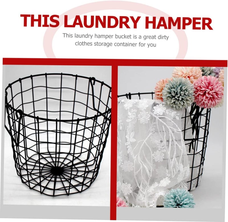 PRETYZOOM Iron Art Handheld Storage Basket Simple Hollow Organizer for Clothes Toys Sundries Capacity Design for Home Use - Image 4
