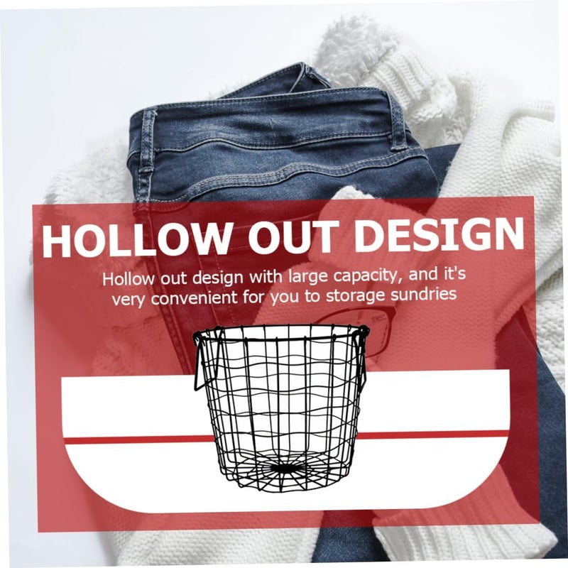 PRETYZOOM Iron Art Handheld Storage Basket Simple Hollow Organizer for Clothes Toys Sundries Capacity Design for Home Use - Image 5