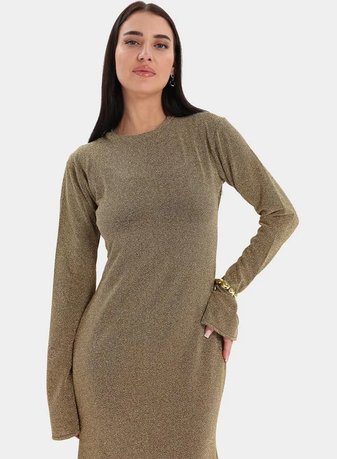 Elena by DStyle Elena By Dstyle Gold Shimmer Bodycon Maxi Dress