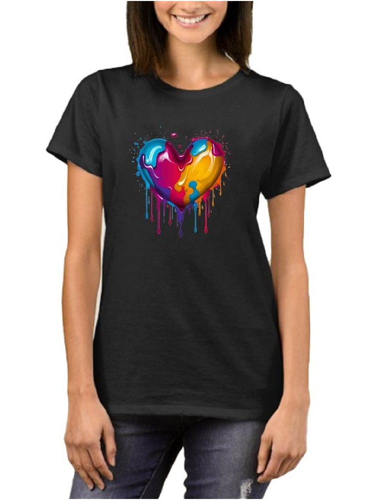 Women's Black Colour Drip T-Shirt - Round Neck Short Sleeve Cotton T-Shirt - Soft and Comfortable Adult Womens Drip Tshirt - Perfect for Everyday Wear - pzsku/Z69928C6F29C2B063D118Z/45/_/1714409286/77246d69-e021-4e21-a23c-66b3a815f169