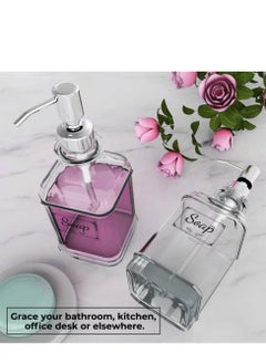 Kutis 1-Piece 550ml Glass Lotion Dispenser Set Liquid Soap Dispenser Press Hand Sanitizer Container 8x3.3x3.3 Inch  - Image 2