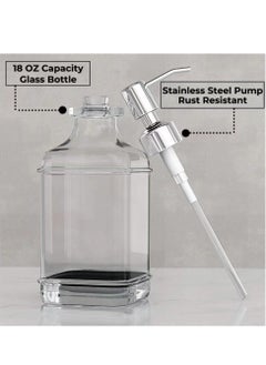 Kutis 1-Piece 550ml Glass Lotion Dispenser Set Liquid Soap Dispenser Press Hand Sanitizer Container 8x3.3x3.3 Inch  - Image 5