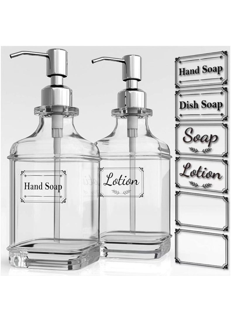 Kutis مجموعة موزع لوشن زجاجي سعة 550 مل، موزع صابون سائل، حاوية مطهر لليدين، 8 × 3.3 × 3.3 بوصة  - Image 4
