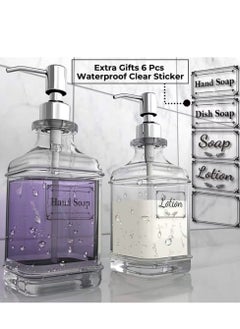 Kutis 1-Piece 550ml Glass Lotion Dispenser Set Liquid Soap Dispenser Press Hand Sanitizer Container 8x3.3x3.3 Inch  - Image 3