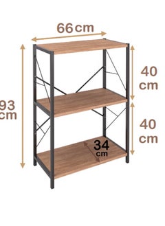 AGD Coffee Corner Table, Side Table, Book Library with 3 Wooden Shelves that Meets All Your Needs,  Brown/Black  - Image 2