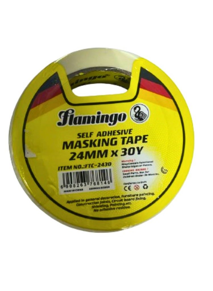 FLAMINGO Flamingo Self Adhesive Masking Tape 24MM×30Yard White color  - Image 1