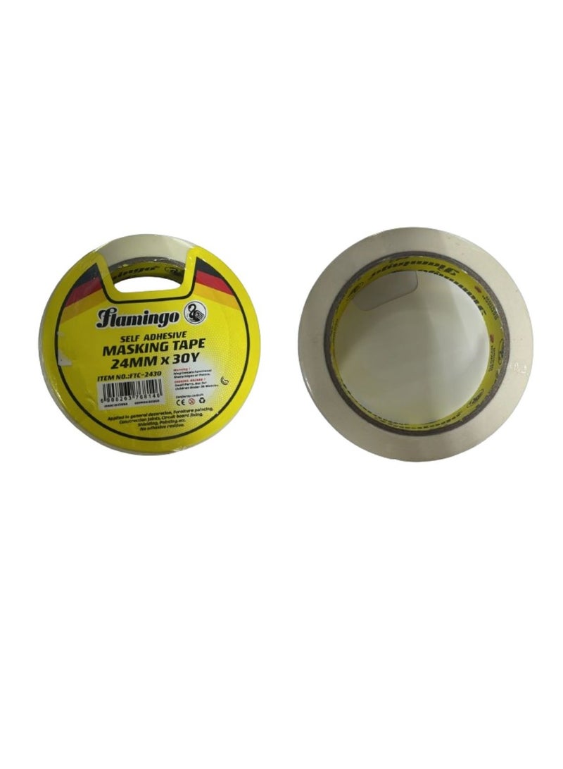 FLAMINGO Flamingo Self Adhesive Masking Tape 24MM×30Yard White color  - Image 3